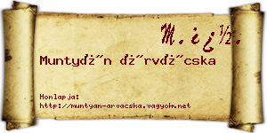 Muntyán Árvácska névjegykártya